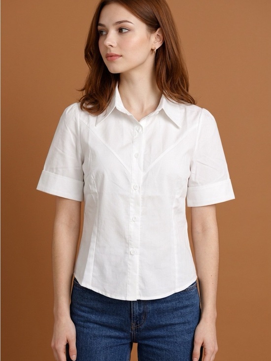 Unbranded Tops - 2123 - Classic White Button-Up Women's Shirt
